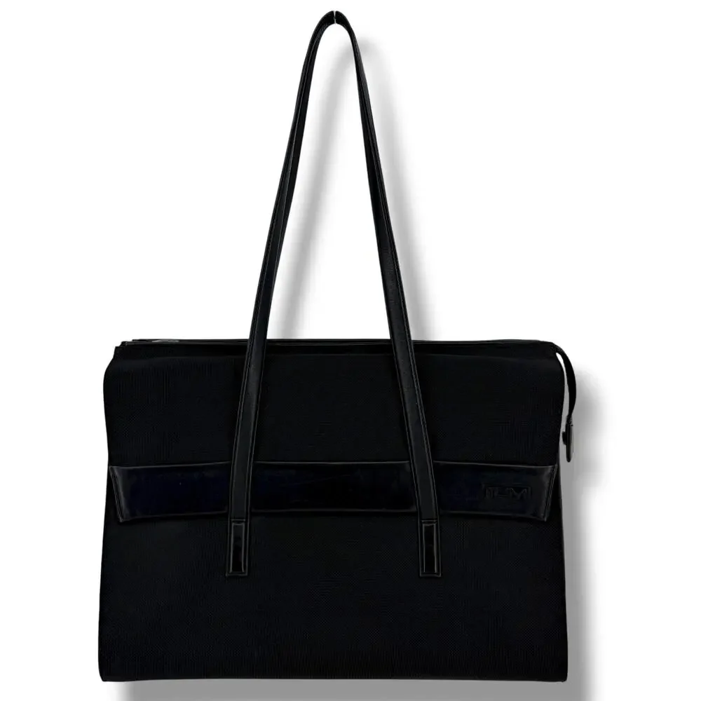 Tumi Alpha Briefcase Bag With Over The Shoulder Handels Solid Black 43010D3
